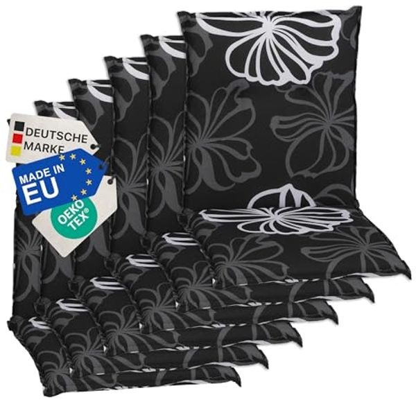 NYVI Sitzauflage Niedriglehner Auflagen 6er Set Barcelona Gartenstuhlauflagen 100x50cm, (6 St), Niederlehner Stuhlauflage Sitzauflage mit Halteband Blumen Floral