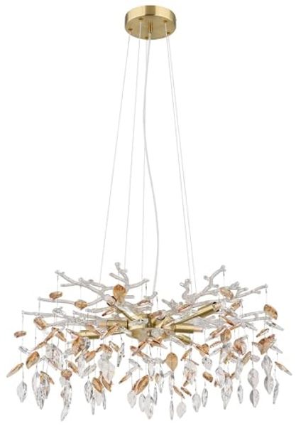 Pendelleuchte, Kronleuchter, Gold, Glaskristalle, D 61 cm