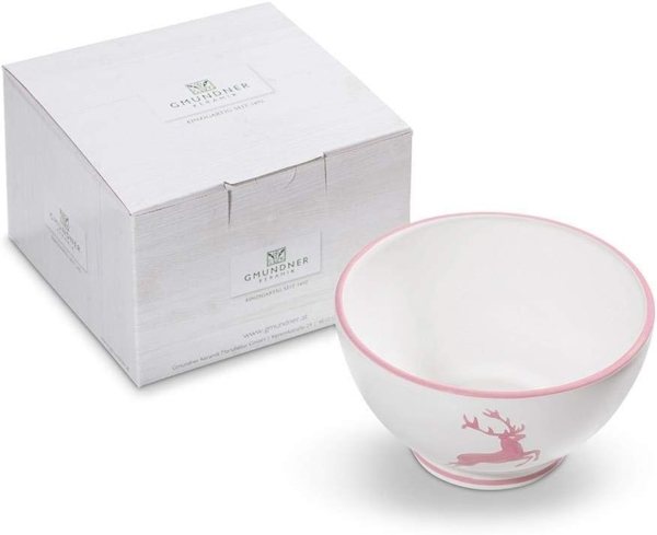 Gmundner Keramik Rosa Hirsch, Müslischale groß (Ø 14cm) im Karton