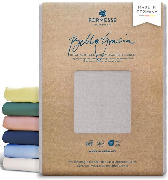 Formesse Jersey Spannbetttuch Bella Gracia|180x190 - 200x220 cm| nebelgrau