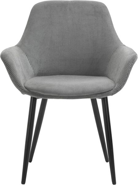 Armlehnstuhl 2er Set mit Cord-Optik Grau und Metallgestell 64 x 59 x 86 cm Bild 4