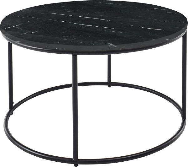 Couchtisch Wohnzimmer Beistelltisch rund Marmor Stein ca. 80 cm BELFORT Schwarz Bild 4
