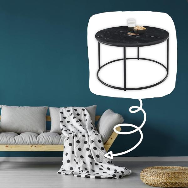 Couchtisch Wohnzimmer Beistelltisch rund Marmor Stein ca. 80 cm BELFORT Schwarz Bild 2