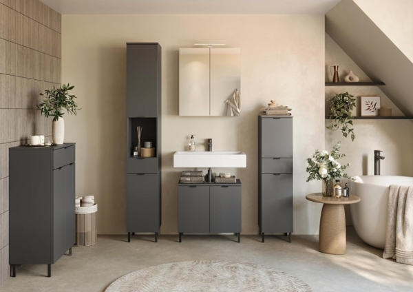 Germania Mediumschrank GW-Arcena 1394-547, in Graphit, gedämpfte Türen und Schublade, 30 x 120 x 34 cm (BxHxT) Bild 2