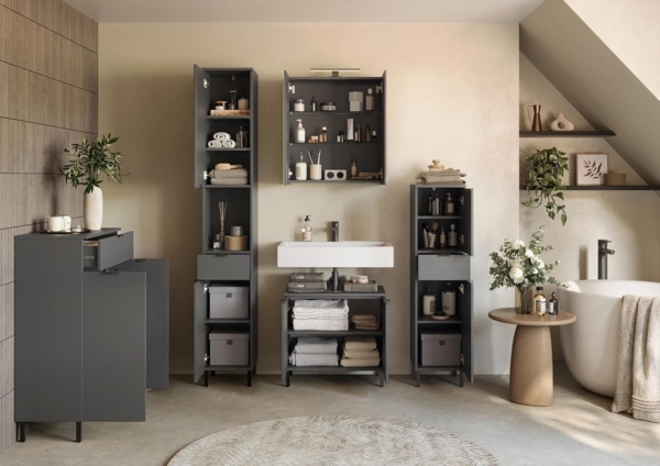 Germania Mediumschrank GW-Arcena 1394-547, in Graphit, gedämpfte Türen und Schublade, 30 x 120 x 34 cm (BxHxT) Bild 6