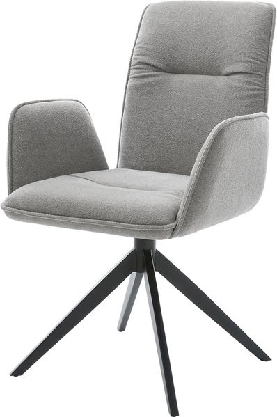 Drehstuhl Vinja-Flex Strukturstoff Soft Grau Kreuzgestell breit Schwarz 360° drehbar Wippfunktion
