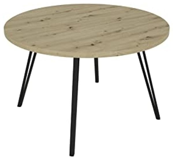 byLIVING Esstisch MARTA / runde Tischplatte Artisan Eiche / Gestell Metall schwarz matt / Küchentisch für bis zu 5 Personen / D 120 cm, H 76 cm