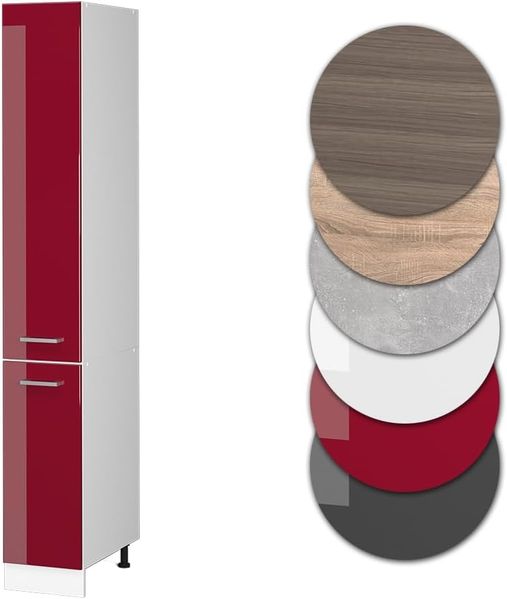 Hochschrank R-Line Bordeaux Hochglanz 30 cm mit Türen Vicco Bild 7