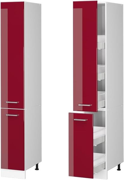 Hochschrank R-Line Bordeaux Hochglanz 30 cm mit Türen Vicco Bild 6