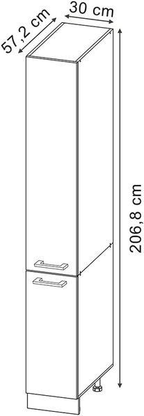 Hochschrank R-Line Bordeaux Hochglanz 30 cm mit Türen Vicco Bild 2