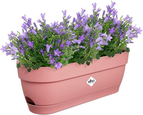 elho Vibia Campana Balkonkasten 50 mit Wasserreservoir - Blumentopf Balkon - 100% recyceltem Plastik - Ø 49.0 x H 17.0 cm - Rosa/Puderrosa