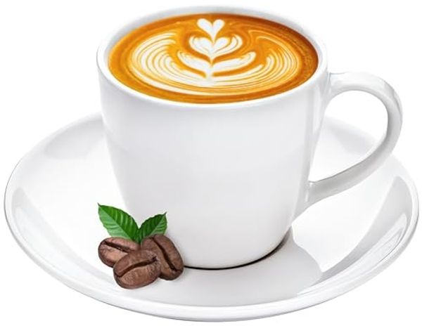 KONZEPT Tasse Kaffeetassen Set 6er 230 ml mit Untertassen Weiß für 6 Personen, 6-tlg, Weiß