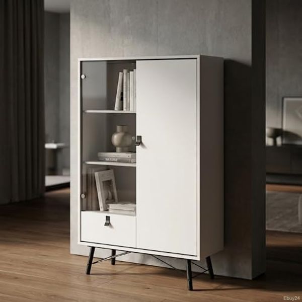ebuy24 Vitrine Rye Vitrinenschrank 1 Glastür, 1 Tür, 1 Schublade