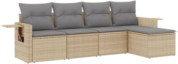 vidaXL 5-tlg. Garten-Sofagarnitur mit Kissen Beige Poly Rattan 3252426