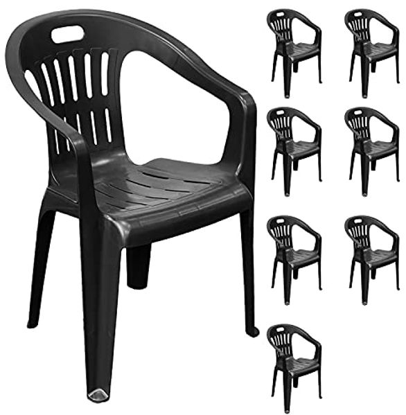 8er Stapelstuhl Bistrostuhl Gartenstuhl MOJAWO Anthrazit Kunststoff