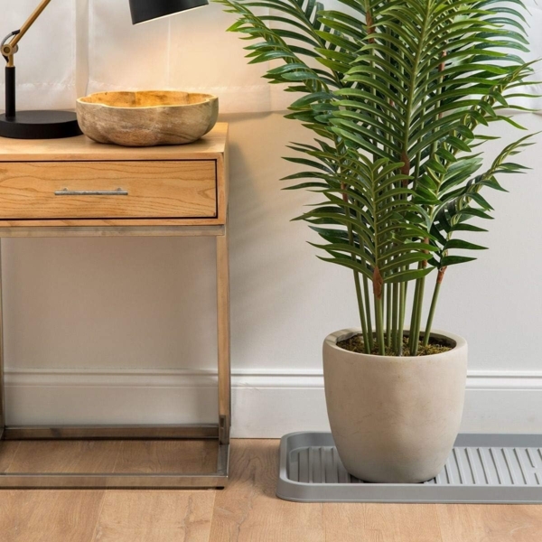 Iris Ohyama, Geschirrständer, Tablett, Schuh- und Stiefelbehälter aus Kunststoff mit Rand, 2er-Set, SHT-L, Grau, stapelbar, Verschlussklammern ? B38 x T30,5 x H2,5 cm Bild 3