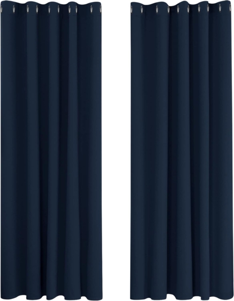 Deconovo Vorhang Blickdicht Verdunkelungsvorhang Ösenvorhang Blickdicht, 229x168 cm(HöhexBreite), Dunkelblau, 2er Set