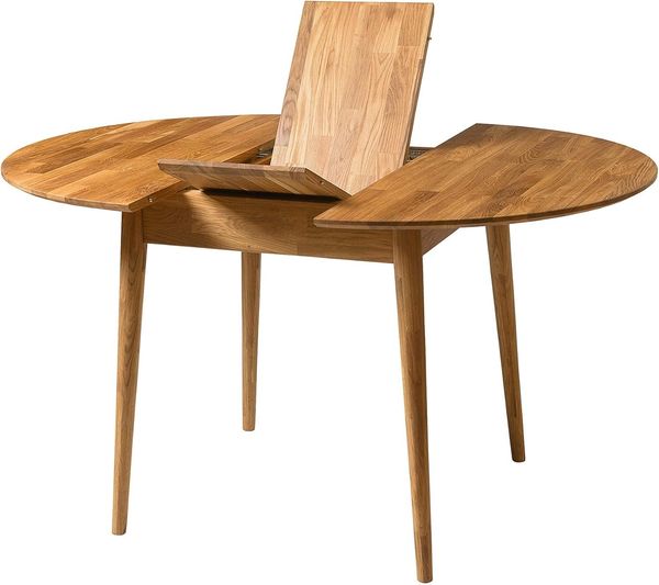 Nordic Story Esstisch Escandi 3, ausziehbar, rund, 100 - 130 cm, Massivholz, Eiche, ideal für Küche, Wohnzimmer, Terrasse, Möbel, Design Nordic Color (Eiche Natur)