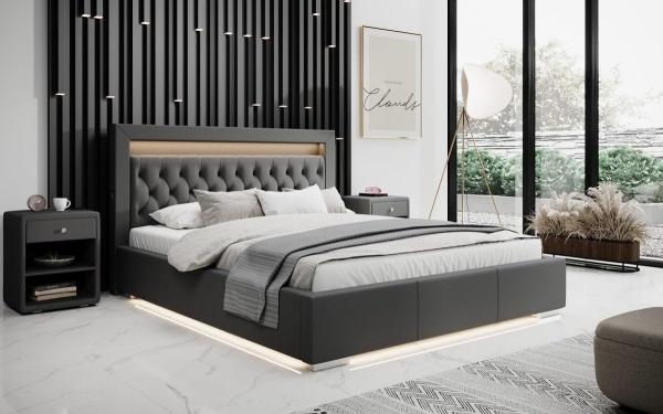 Designer Polsterbett Infinity inkl. RGB, USB und Stauraum 180x200 Grau H2 (bis 70kg) Bild 2