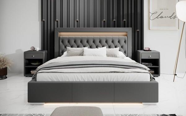 Designer Polsterbett Infinity inkl. RGB, USB und Stauraum 180x200 Grau H2 (bis 70kg) Bild 3