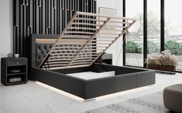 Designer Polsterbett Infinity inkl. RGB, USB und Stauraum 180x200 Grau H2 (bis 70kg) Bild 4