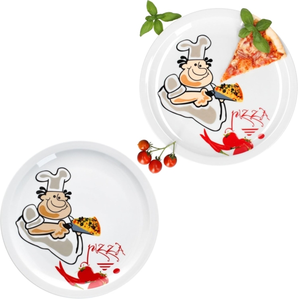 MamboCat Pizzateller 2er Set Alberto Pizzateller Ø30,5cm 2 Personen XL-Teller Platte groß