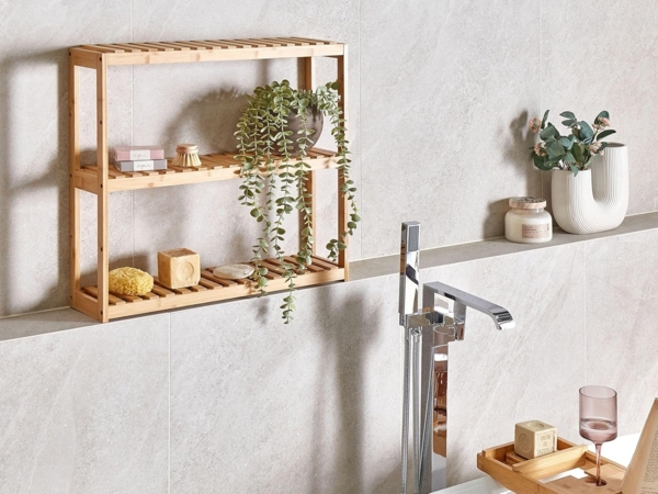 Bad Wandregal Bambusholz hellbraun 3 Etagen PADUCAH Bild 2