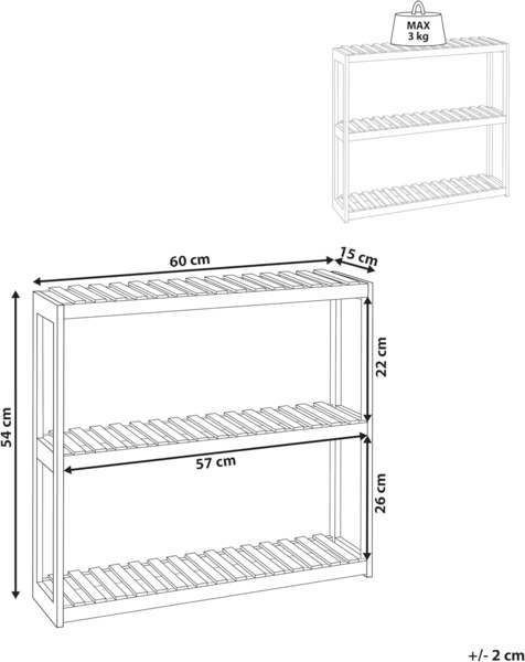 Bad Wandregal Bambusholz hellbraun 3 Etagen PADUCAH Bild 3