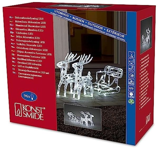 Konstsmide LED Acryl-Set Schlitten mit 2 Rentieren