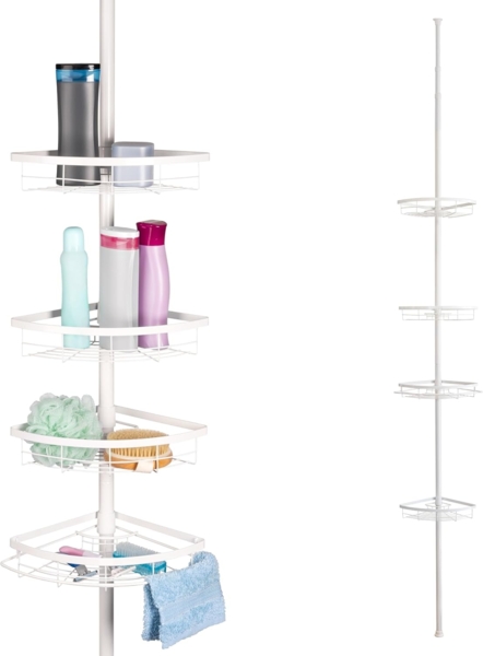 bremermann Teleskopregal Teleskop-Eckregal, 4 Körbe, Teleskop-Stange bis max. ca. 290 cm, weiß