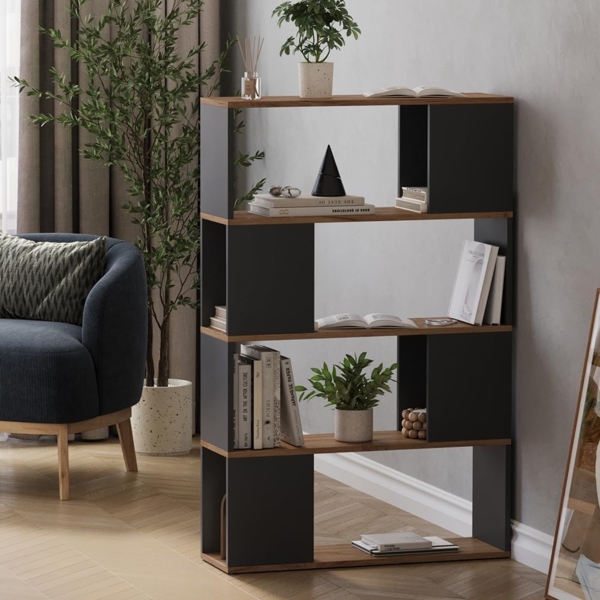 Raumteiler Eneos Anthrazit/Goldkraft Eiche 80 x 124.5 cm Vicco Bild 2