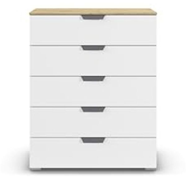 rauch Aditio Box, Kommode, 5 Schubladen, mit Softclose-Funktion, Farbe Weiß/Eiche Artisan, BxHxT 80x100x43cm Bild 7