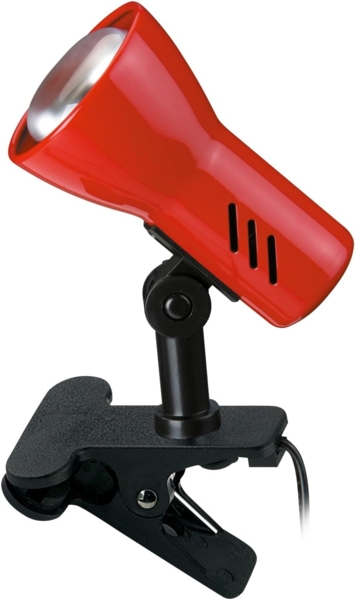 BRILONER - Nachttischlampe, Schreibtischlampe, Tischlampe, Leselampe Buch klemme, Klemmlampe, Schwenkbar, Schnurschalter, Rotfarbig, 10,8 cm