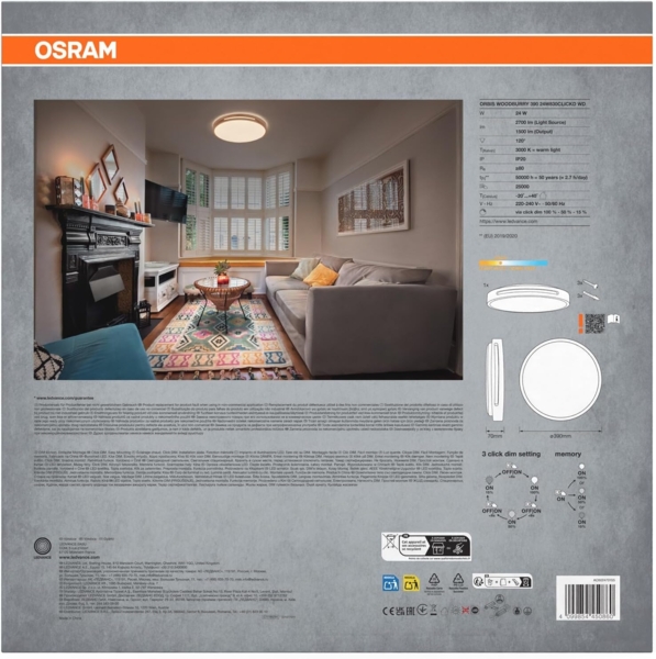 Osram LED Deckenleuchte Orbis Woodburry 39 cm 24W Holzdekor dimmbar Bild 5