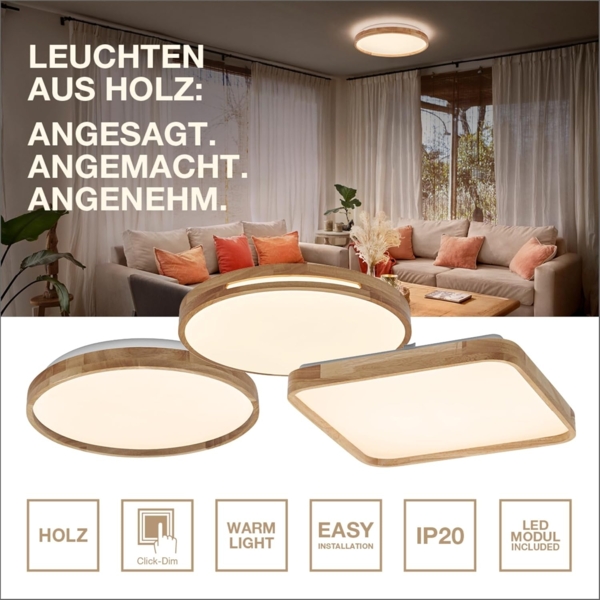 Osram LED Deckenleuchte Orbis Woodburry 39 cm 24W Holzdekor dimmbar Bild 2
