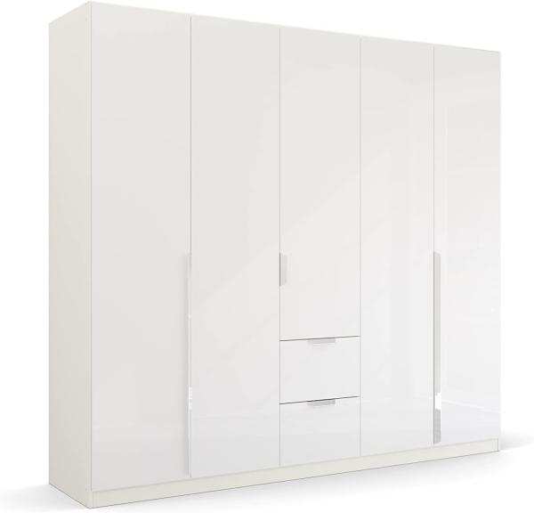 Kleiderschrank Drehtürenschrank Glamour | 5-türig | mit Schubkästen | weiß Hochglanz / alpinweiß | 226x210