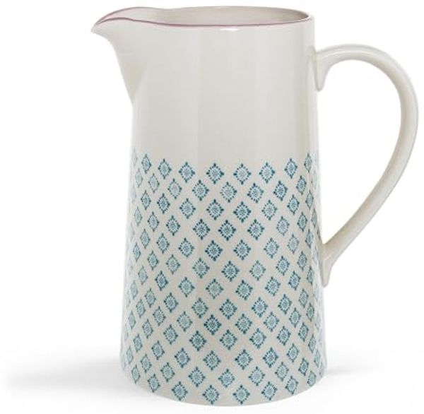 Bloomingville Wasserkrug Patrizia Jug, Blue, Stoneware, 2L Krug, Keramik Wasserkanne, Milchkrug, Saftkrug, dänisch Design, blau