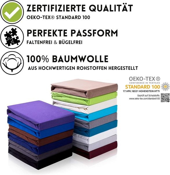 Hometex Premium Textiles Spannbettlaken für Topper bis 10cm Steghöhe, Jersey, Gummizug: Rundumgummizug, ideal für Boxspringbett Topper, 100% reine Baumwolle Bild 2