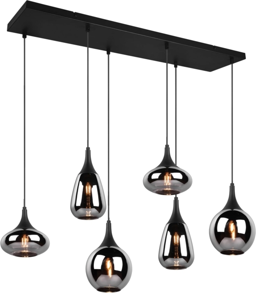 Trio Leuchten LED Pendelleuchte Lumina 6xE14, schwarz, Metall/Glas