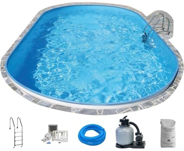 Planet Pool Ovalpool Stahlwandpool Set oval Flamingo 800x420x150 cm, St (Komplett-Set, 1-tlg), verzinkte Stahlwand