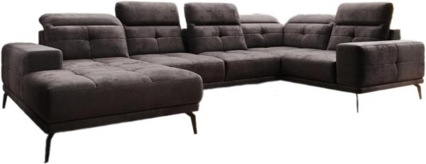 Designer Sofa Nerio mit verstellbarer Kopf- und Rückenlehne Samt Dunkelbraun Links