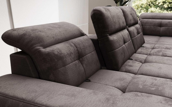 Designer Sofa Nerio mit verstellbarer Kopf- und Rückenlehne Samt Dunkelbraun Links Bild 4