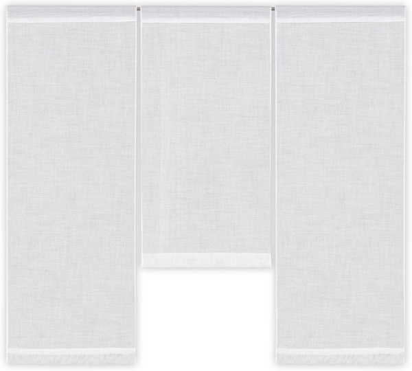 Clever-Kauf-24 Scheibengardine 3-teiliges Mini-Flächenvorhang-Set in uni weiß, transparenter Stoff, Stangendurchzug, transparent, Scheibengardine