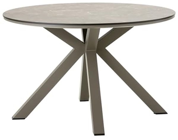 Dehner Gartentisch Marseille, 4 Sitzplätze, Ø 120 cm, Höhe 75 cm, Aluminium / Kunststoff, stilvoller Dining-Tisch, witterungsbeständig und robust