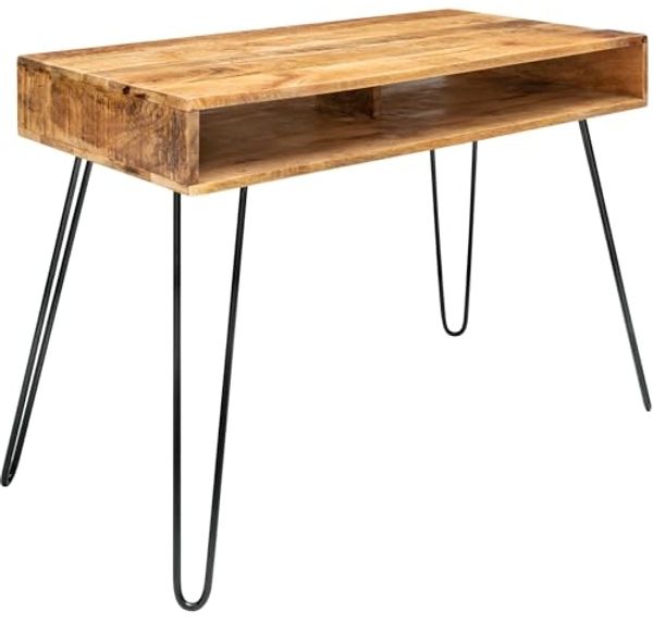 riess-ambiente Schreibtisch SCORPION 100cm natur, Arbeitszimmer · Massivholz · Metall · Home Office