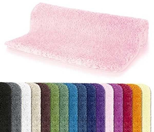 Spirella Badteppich Badematte Duschvorleger Mikrofaser Hochflor | flauschig | rutschhemmend | geeignet für Fußbodenheizung | 80x150 cm | Rosa