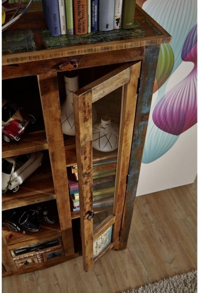 Massivmoebel24 Highboard (Highboard Altholz 115 x 40 x 150 mehrfarbig lackiert NATURE OF SPIRIT #21) Bild 4