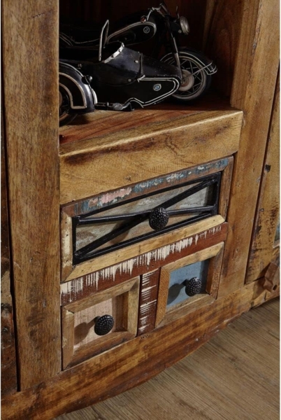 Massivmoebel24 Highboard (Highboard Altholz 115 x 40 x 150 mehrfarbig lackiert NATURE OF SPIRIT #21) Bild 2