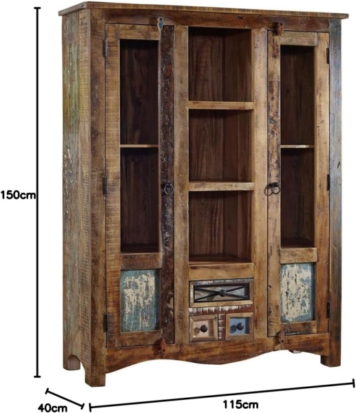 Massivmoebel24 Highboard (Highboard Altholz 115 x 40 x 150 mehrfarbig lackiert NATURE OF SPIRIT #21) Bild 7