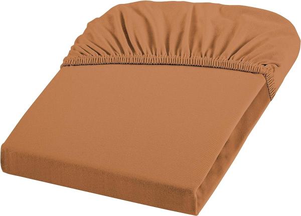 Fleuresse Fein-Jersey Spannbetttuch Bettlaken 90 x 190 cm - 100 x 200 cm Elastan 5215 orange